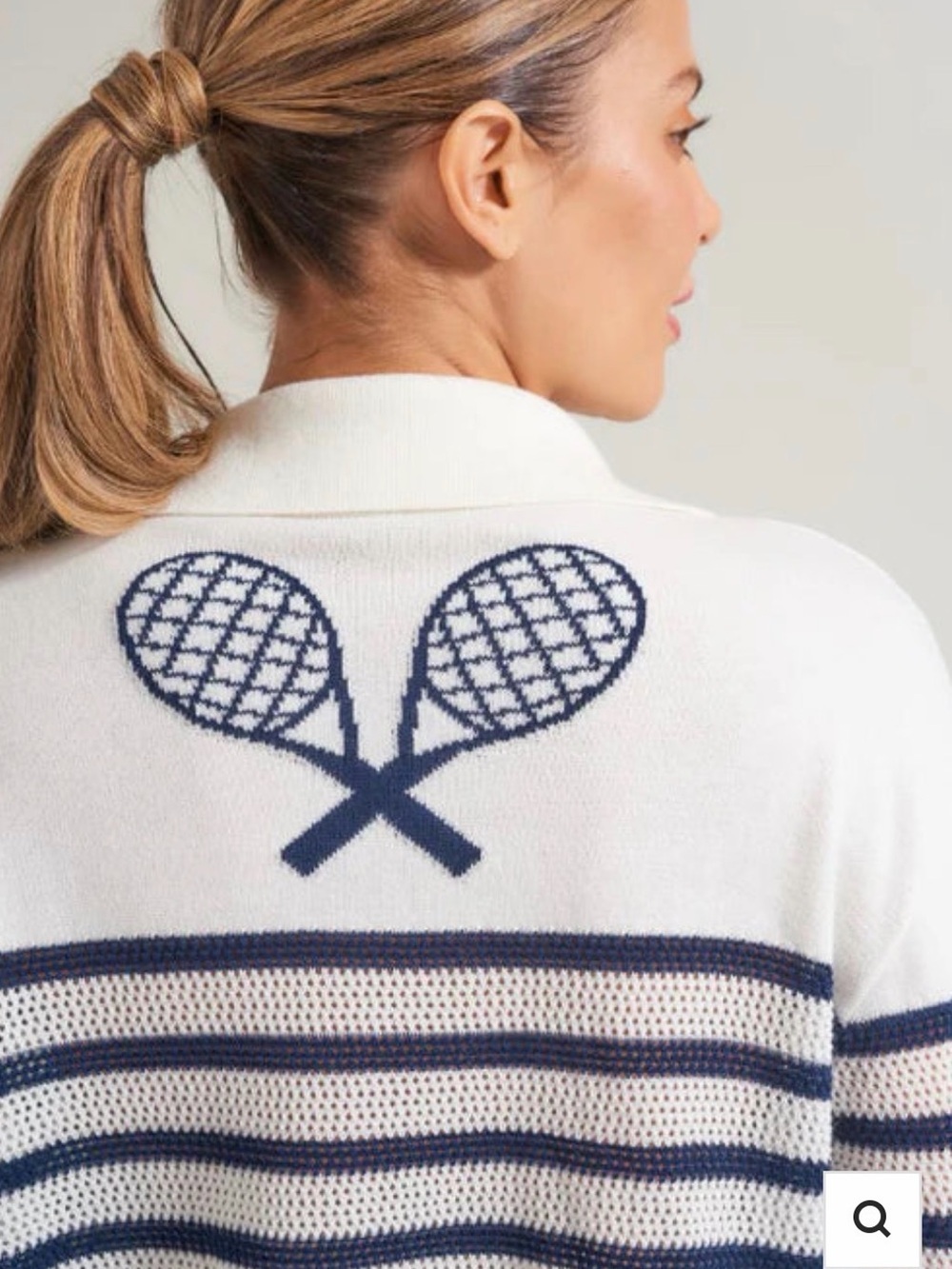 L'OEUF POCHÉ POINTELLE RACQUETS SWEATER made in USA